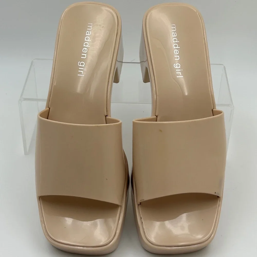 Madden Girl Palacee Sandals Womens 7 Nude Jelly Platform Block Heel Y2K Retro